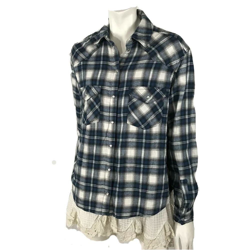 Urban Outfitters BDG Lace Petticoat Hem Shirt Blue